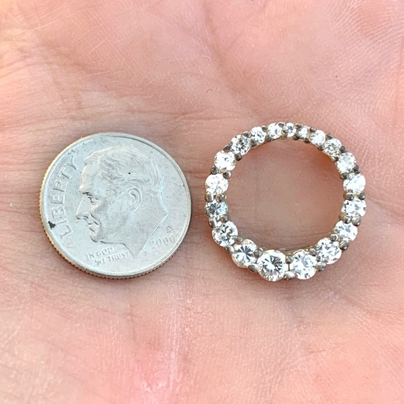 Eternal Circle CZ Sterling Silver Pendant - Picture 6 of 10